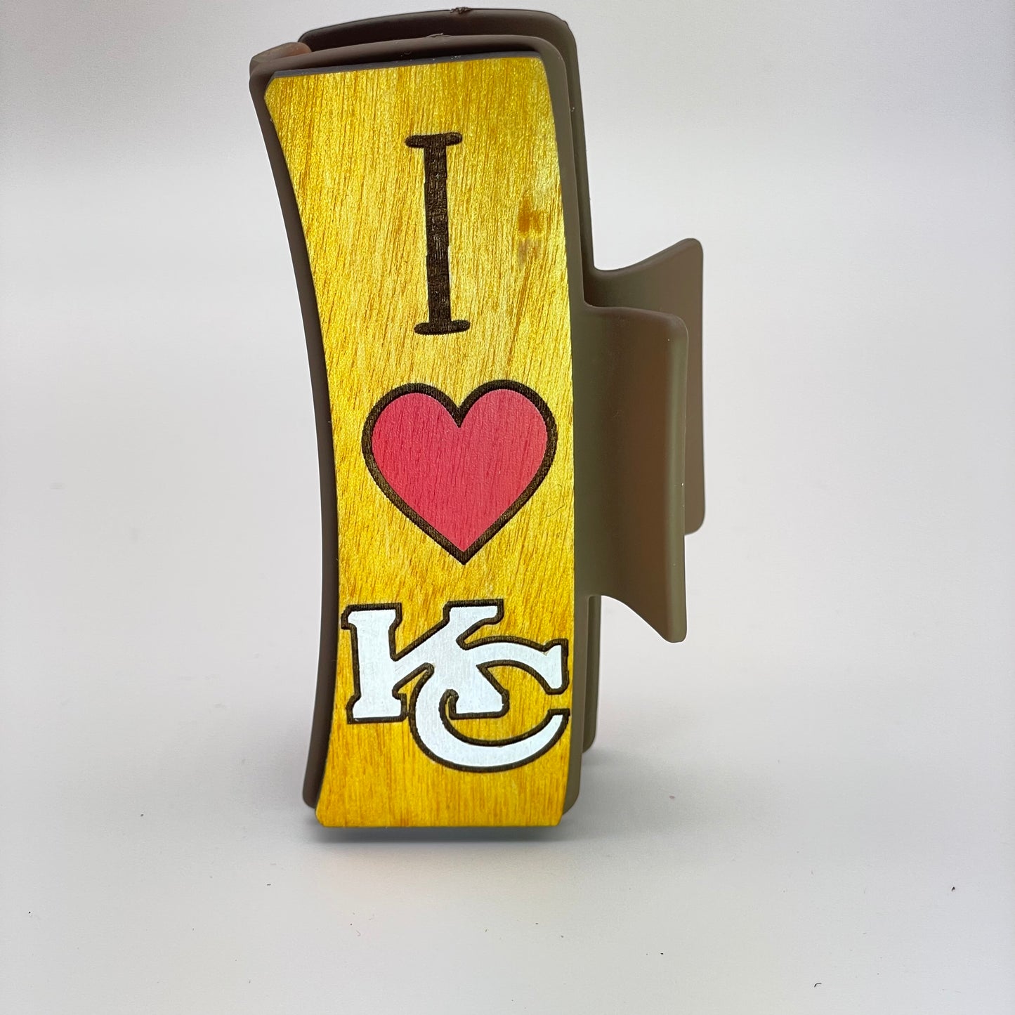 Kansas City Chiefs Logo Wood 4 inch Rectangle Hair Clip