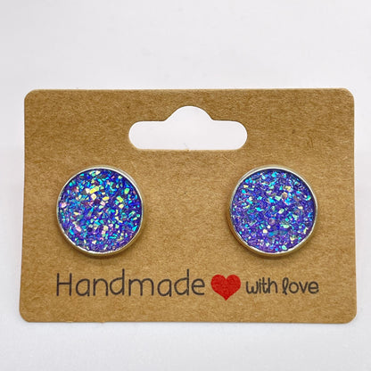 Lavendar Druzy Stud Earrings