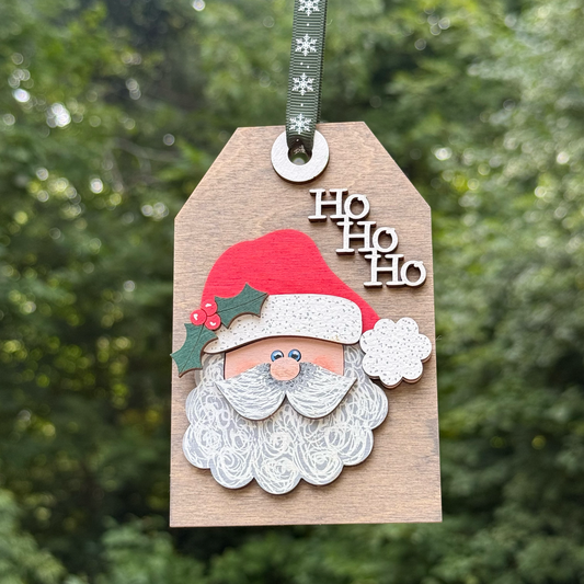 Santa Tag Layered Wood Ornament