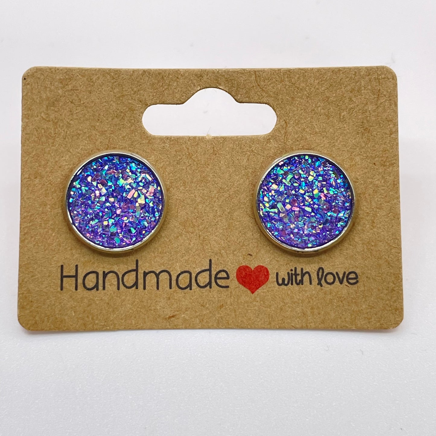 Lavendar Druzy Stud Earrings