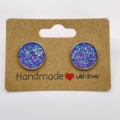 Lavendar Druzy Stud Earrings