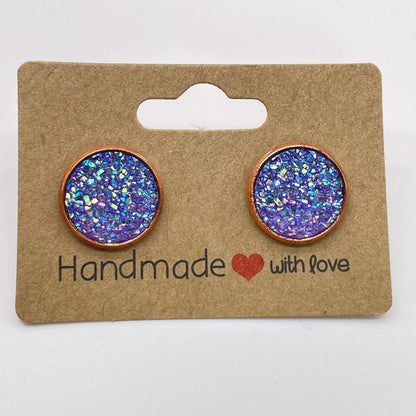 Lavendar Druzy Stud Earrings