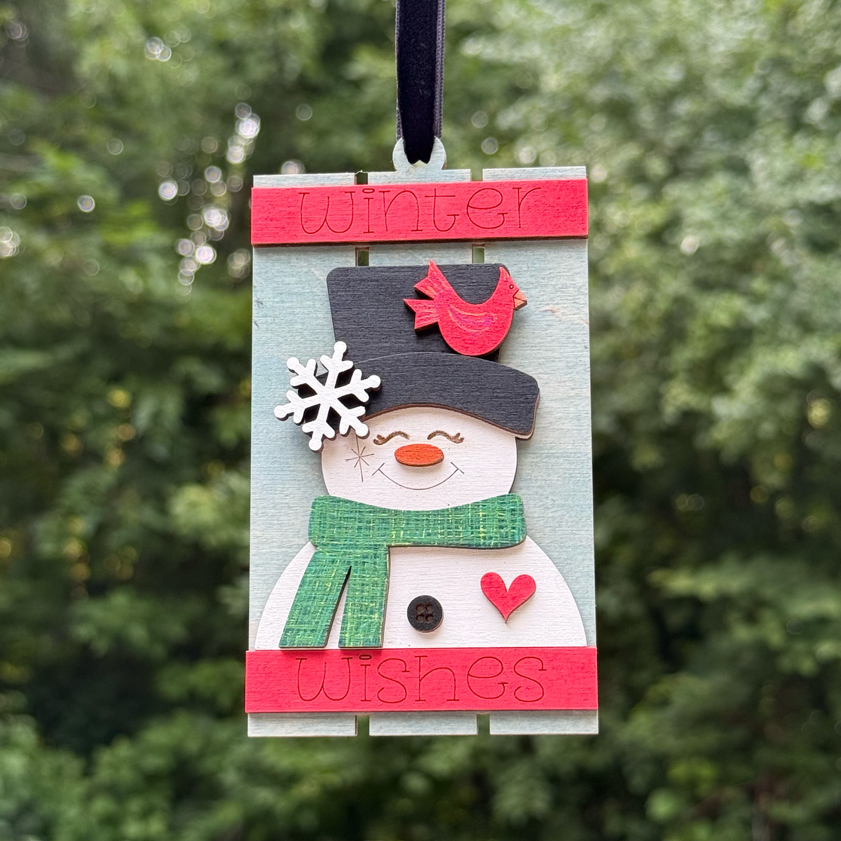 Snowman Pallet Layered Wood Ornament