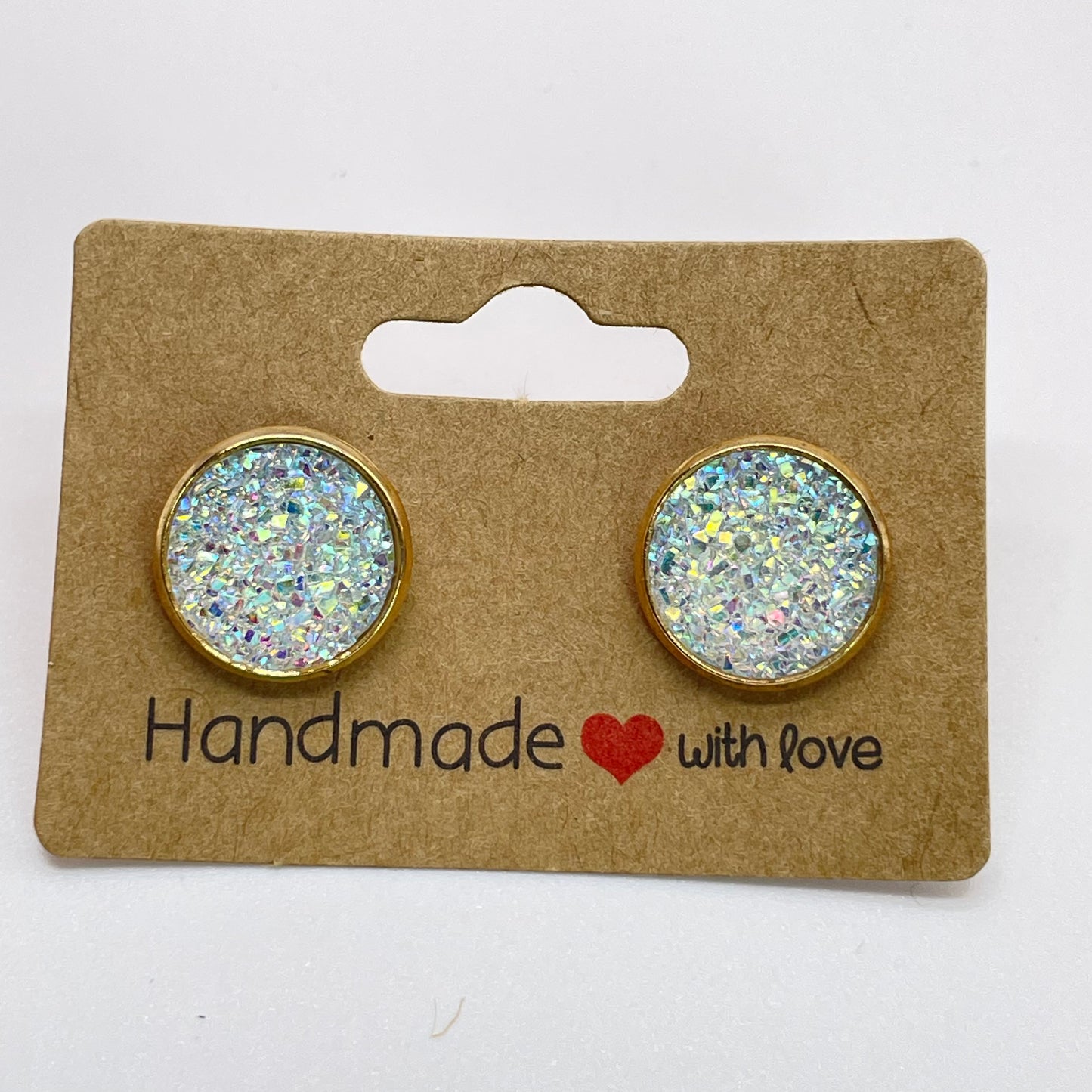 Clear Druzy Stud Earrings