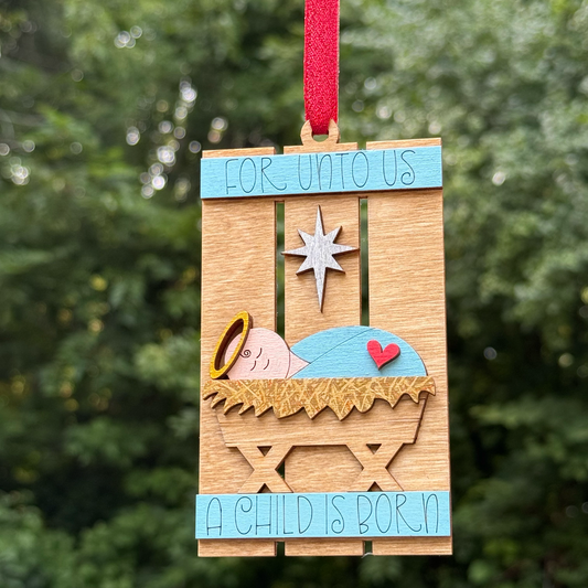 Manger Pallet Layered Wood Ornament