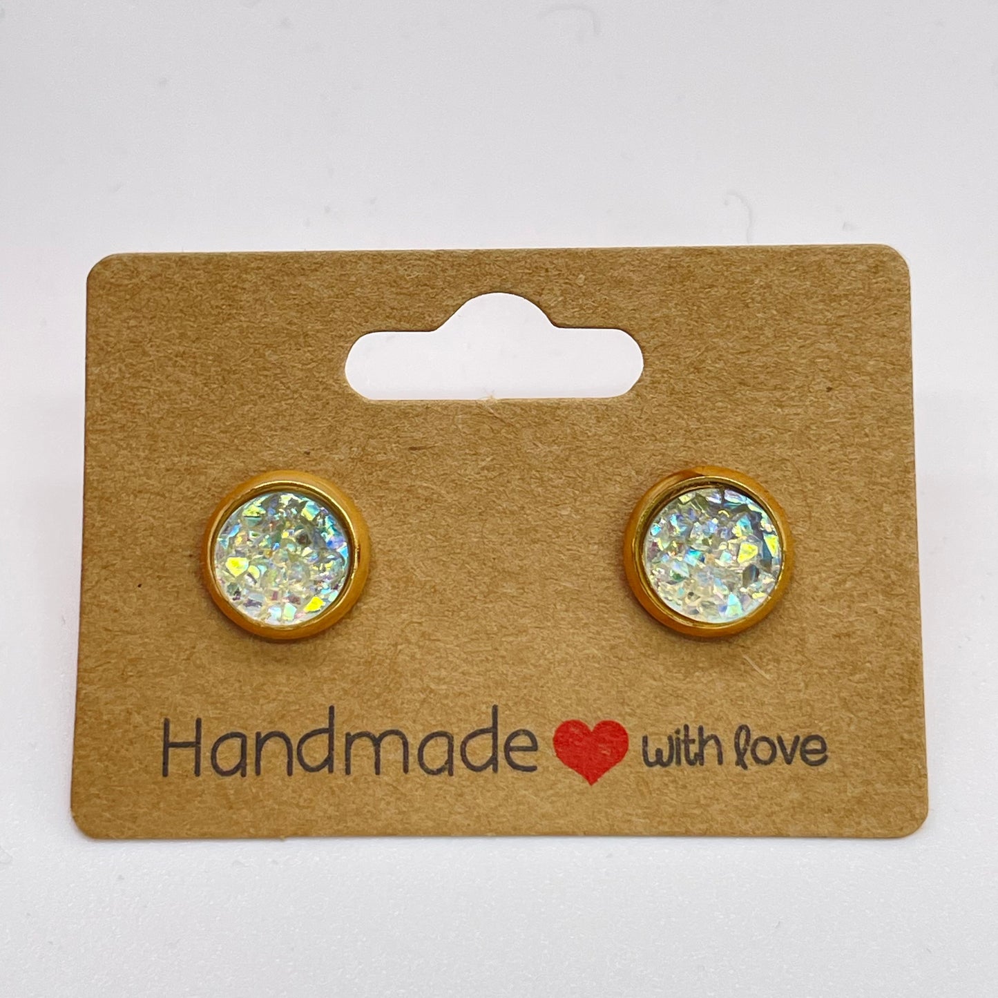 Clear Druzy Stud Earrings