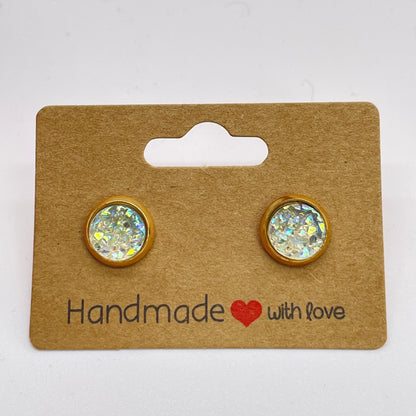 Clear Druzy Stud Earrings