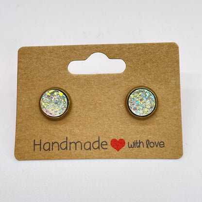 Clear Druzy Stud Earrings