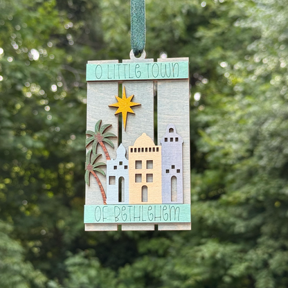 O Little Town of Bethlehem Pallet Layered Wood Ornament