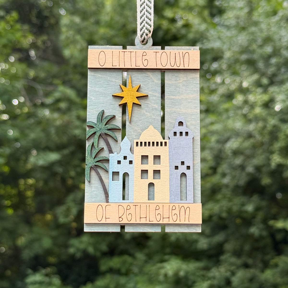 O Little Town of Bethlehem Pallet Layered Wood Ornament