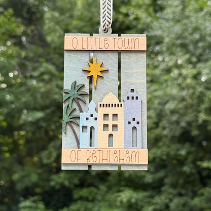 O Little Town of Bethlehem Pallet Layered Wood Ornament