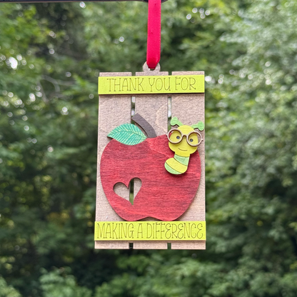 Apple Teacher Pallet Layered Wood Ornament