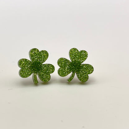 Acrylic Shamrock Stud Earrings