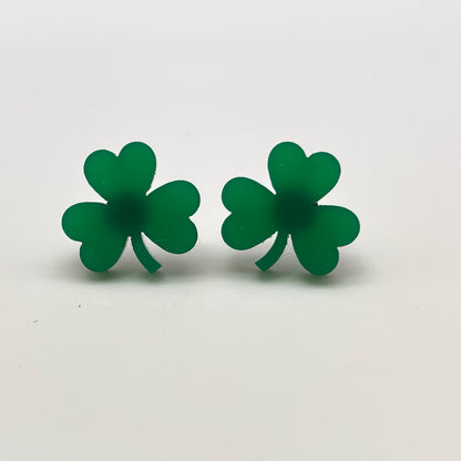 Acrylic Shamrock Stud Earrings