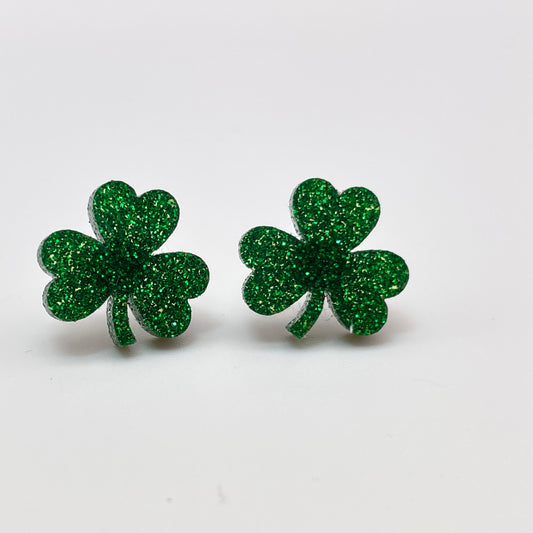 Acrylic Shamrock Stud Earrings