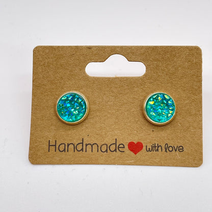 Turquoise Druzy Stud Earrings