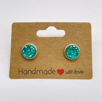 Turquoise Druzy Stud Earrings