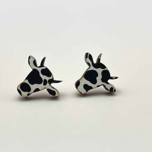 Cow Print Cow Head Stud Earrings