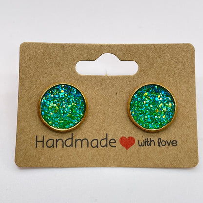 Turquoise Druzy Stud Earrings