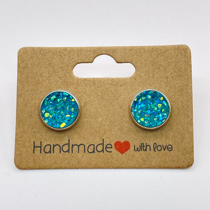 Turquoise Druzy Stud Earrings