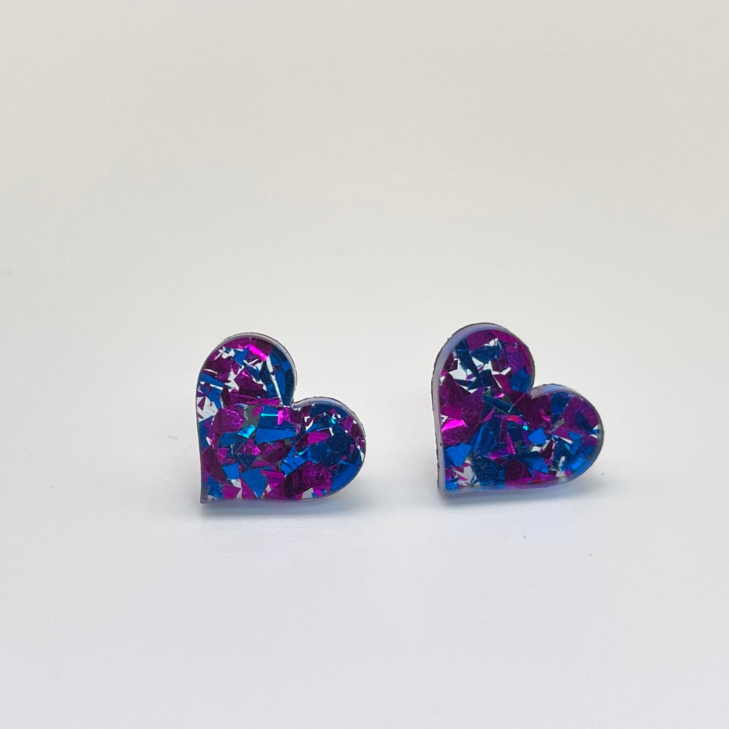 Acrylic Glitter Heart Stud Earrings