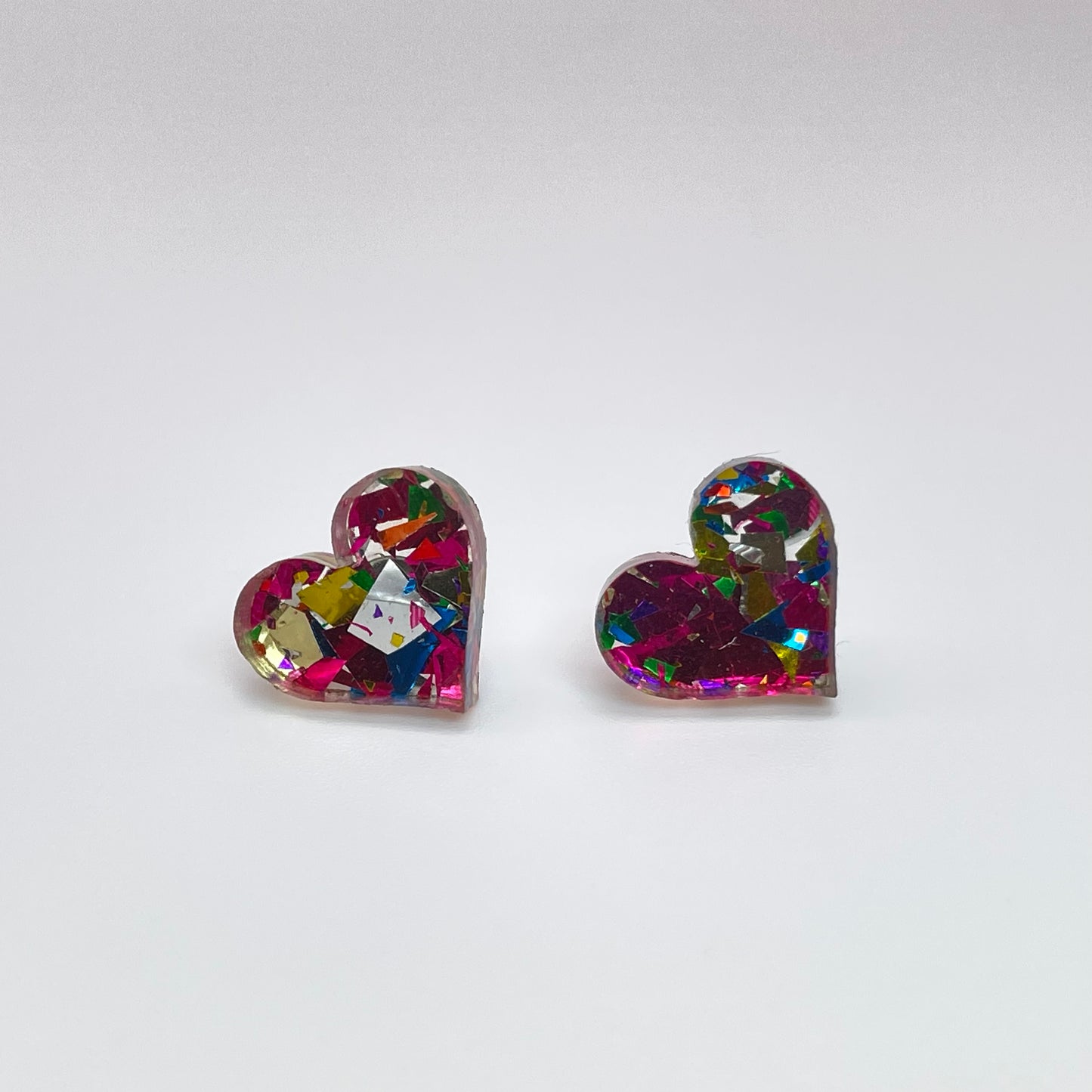 Acrylic Glitter Heart Stud Earrings