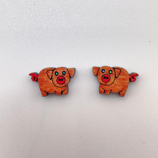 Pig with face Stud Earrings