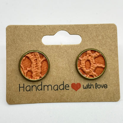 Rust Lace Circle Stud Earrings