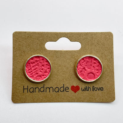 Coral Lace Circle Stud Earrings