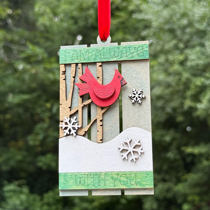 Cardinal (with you) Pallet Layered Wood Ornament