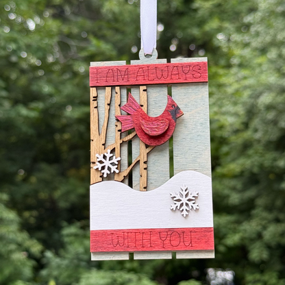 Cardinal (with you) Pallet Layered Wood Ornament