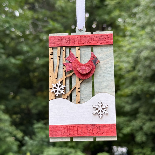 Cardinal (with you) Pallet Layered Wood Ornament