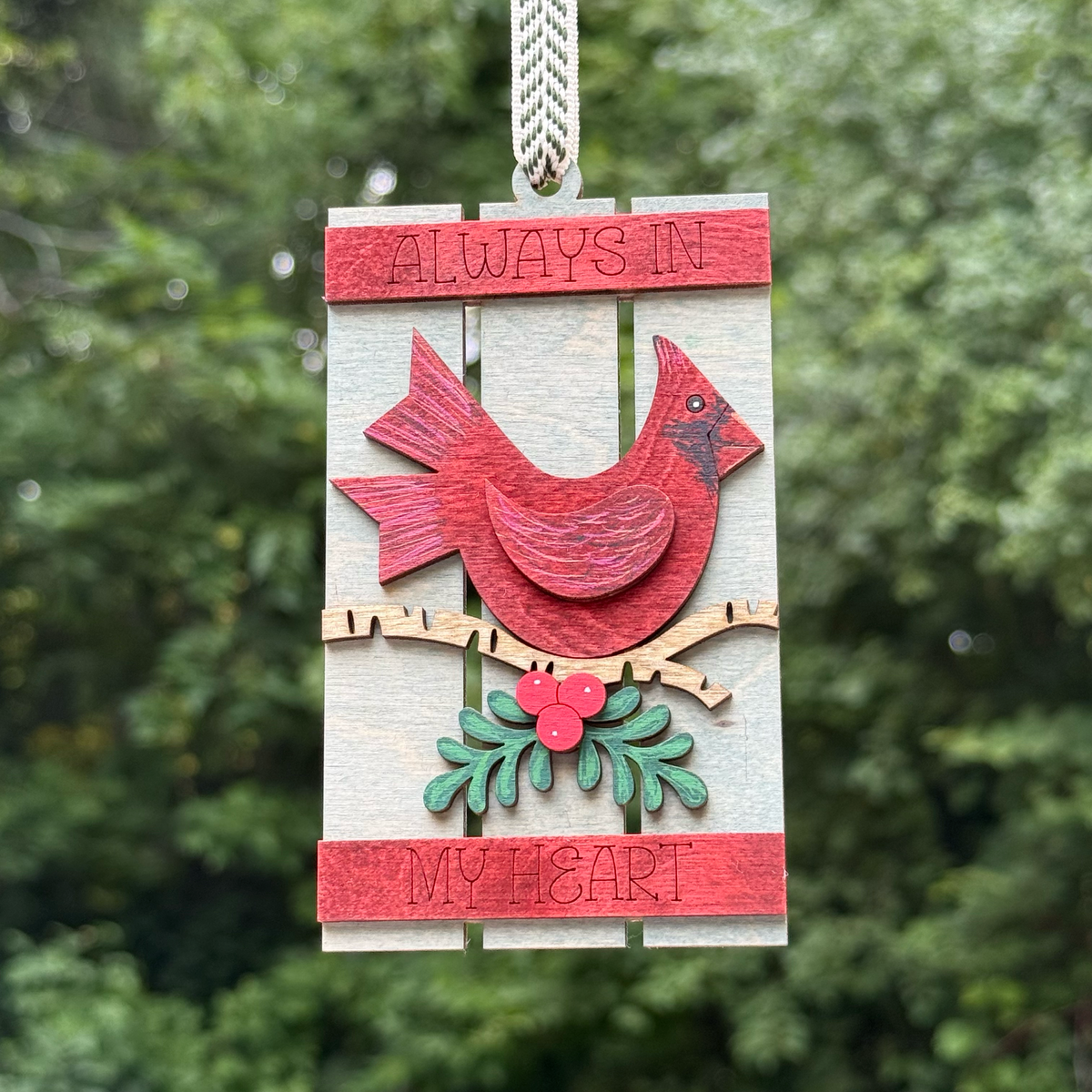 Cardinal (heart) Pallet Layered Wood Ornament