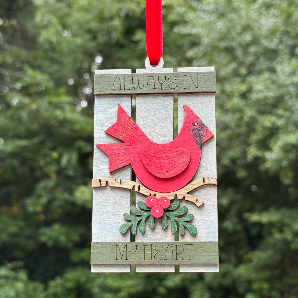 Cardinal (heart) Pallet Layered Wood Ornament