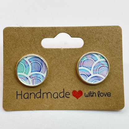 Pastel Rainbow Scales Circle Stud Earrings