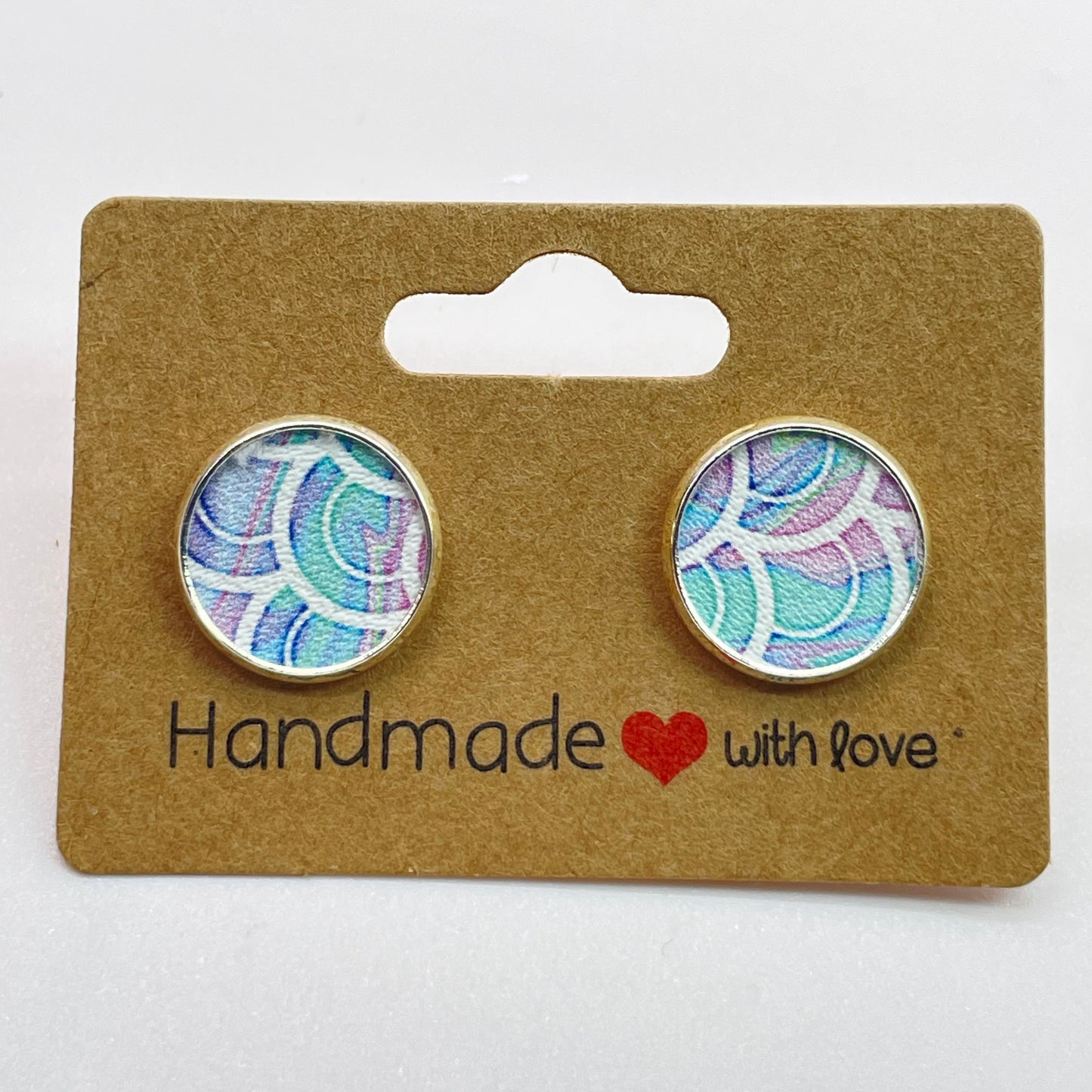 Pastel Rainbow Scales Circle Stud Earrings