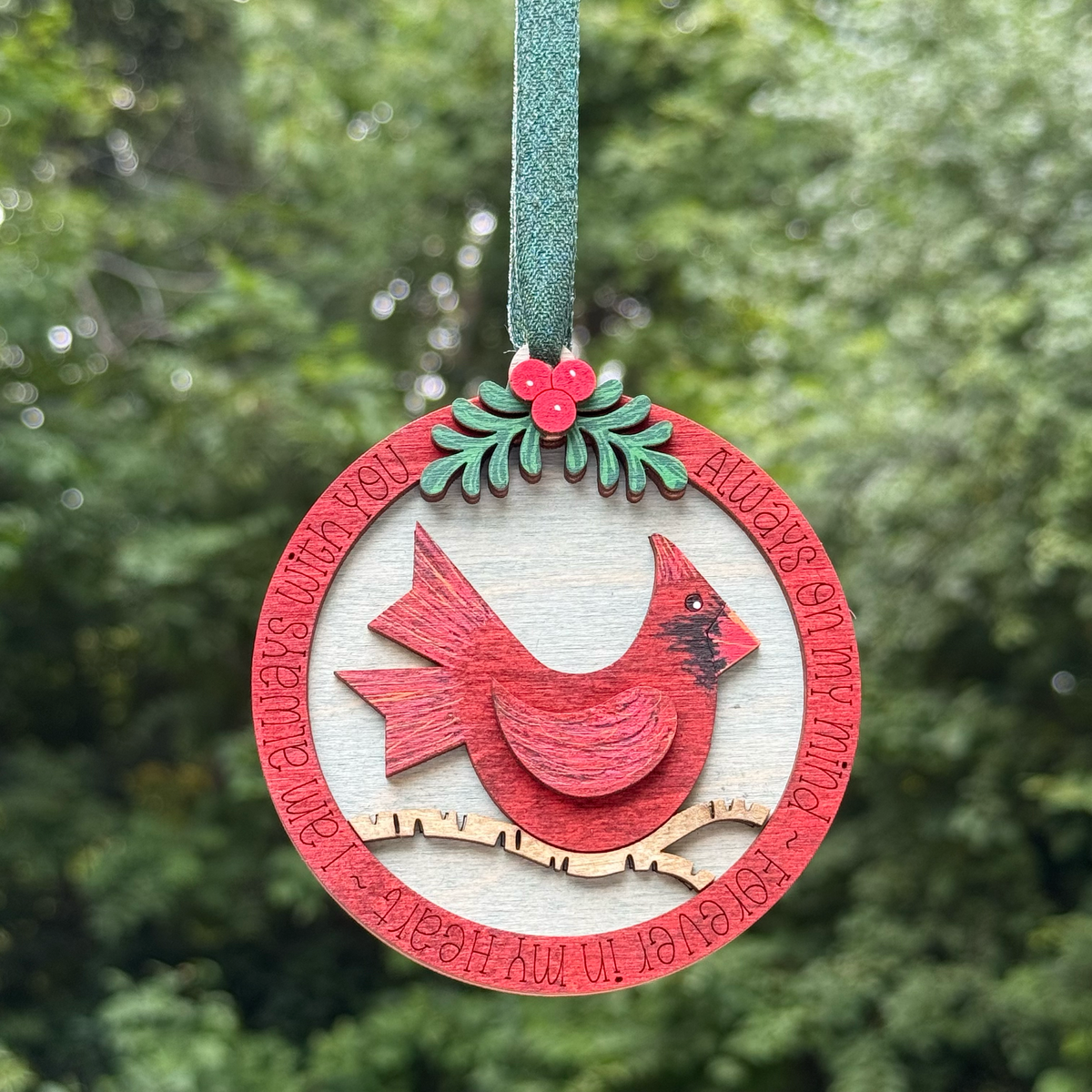 Cardinal Layered Wood Ornament