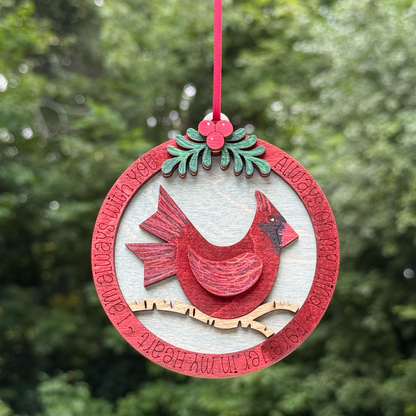 Cardinal Layered Wood Ornament