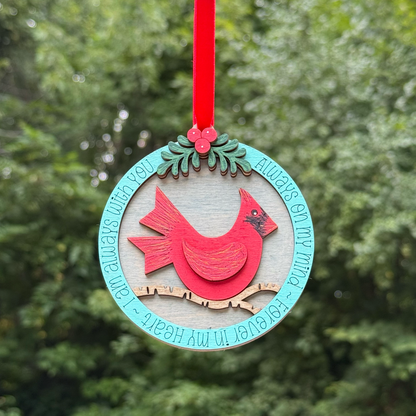 Cardinal Layered Wood Ornament