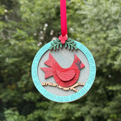 Cardinal Layered Wood Ornament