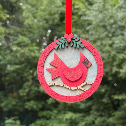 Cardinal Layered Wood Ornament