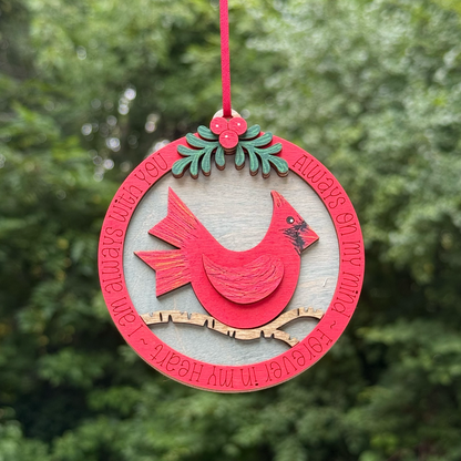 Cardinal Layered Wood Ornament