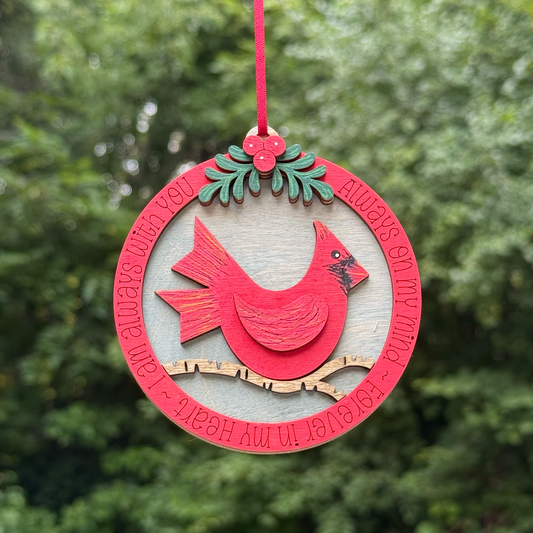 Cardinal Layered Wood Ornament
