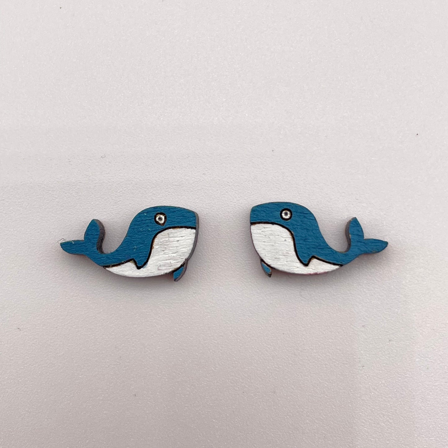 White Bellied Whale Stud Earrings