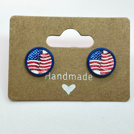 Flag Circle Stud Earrings