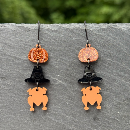 Thanksgiving Trio Acrylic Drop Dangle Earrings