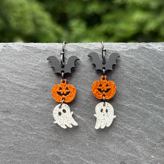 Halloween Trio Acrylic Drop Dangle Earrings