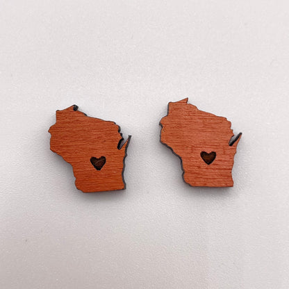 WI State Shape Stud Earrings