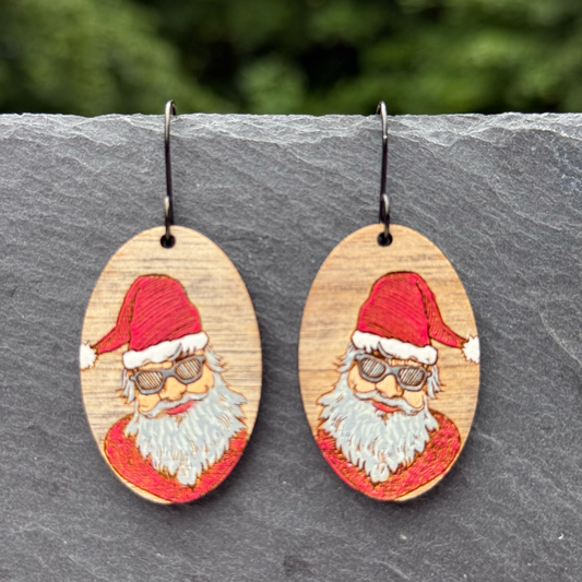 Santa in Shades Drop Dangle Earrings