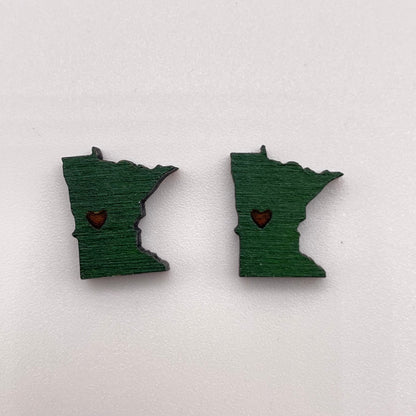 MN State Shape Stud Earrings